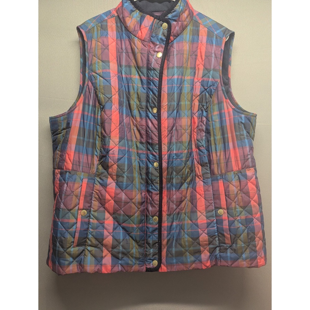 NWT Talbots Plus Quilted Plaid Vest Fleece Lined Pockets Multicolor w/Pockets 2X